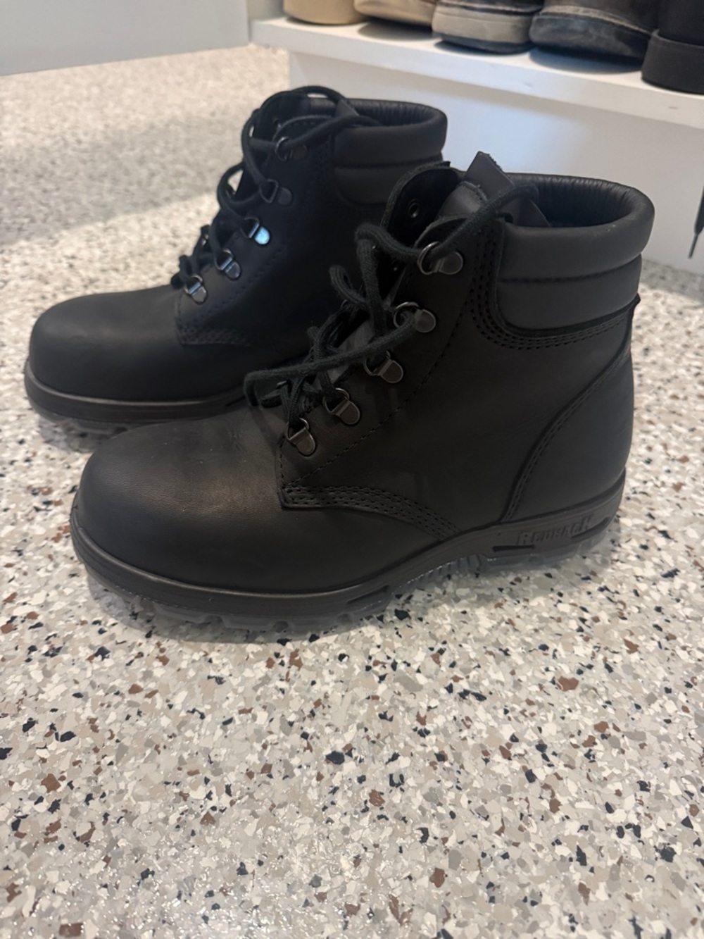 Redback Outback Boots 
Steel Toe Black Leather Lace-Up Work Boots